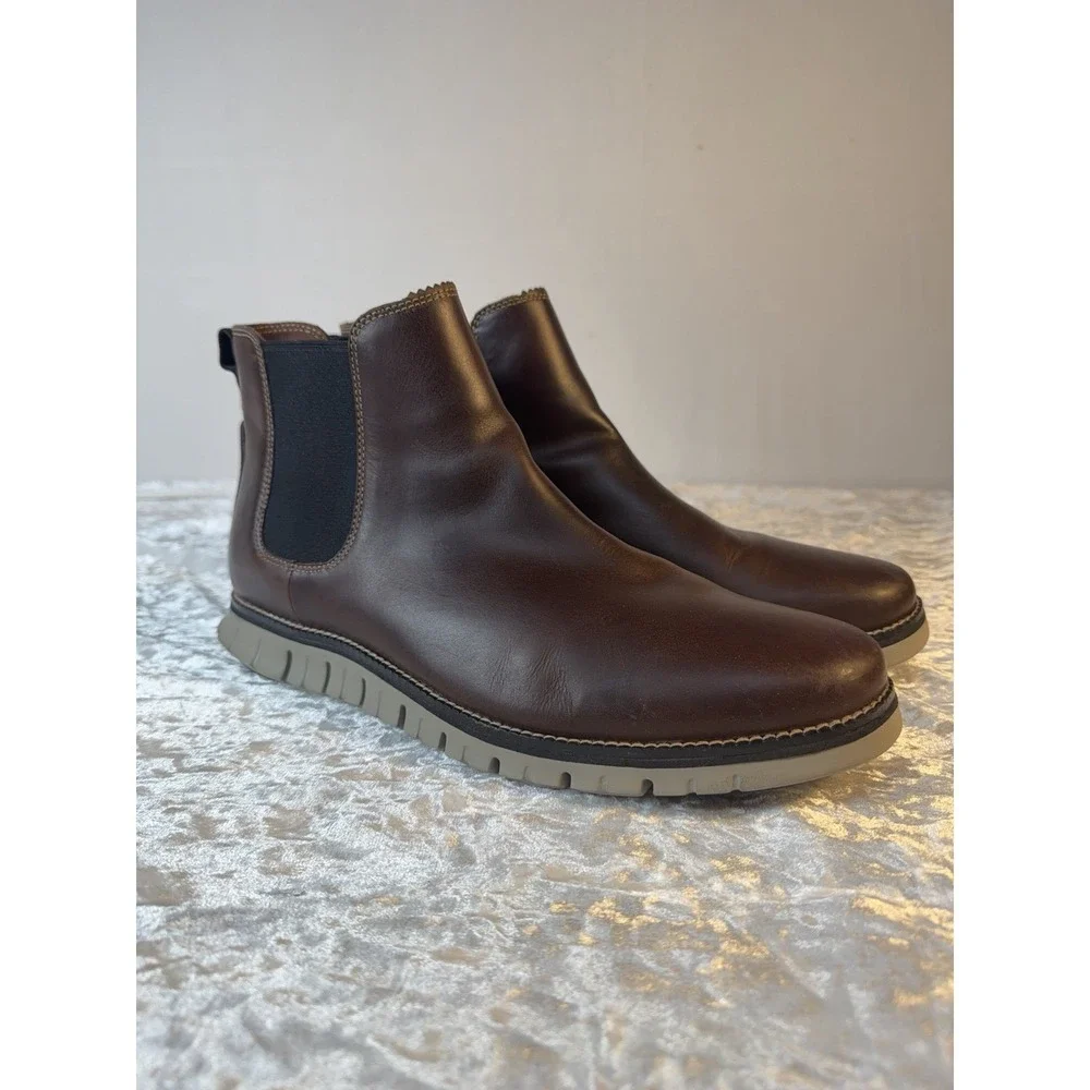 Cole Haan ZERØGRAND Waterproof Chelsea Boots Brown Leather Men's 12M C30164